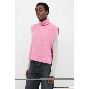 Isabel Marant Etoile Megan Alpaca Sleeveless Turtleneck Sweater Pink Size‎ 36